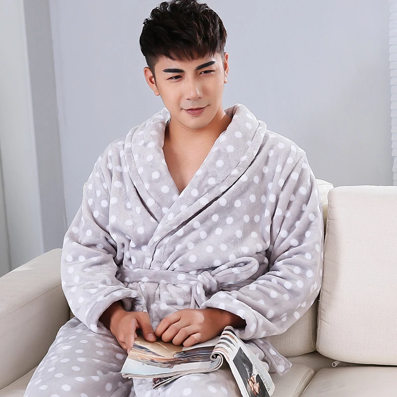 Men Winter Thick Warm Flannel Bathrobe Mens Luxury Kimono Bath Robe Sexy kimono Robes Male Thermal Dressing Gown pajamas