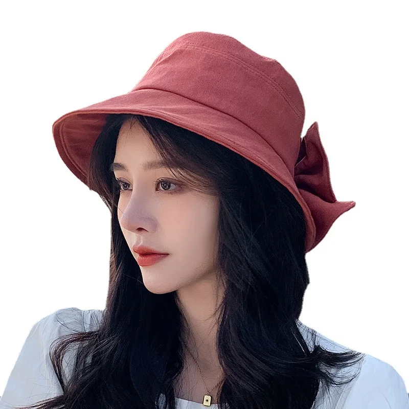 Summer new bow back split fisherman's Hat Women's net red Korean big edge sun hat beach basin hat