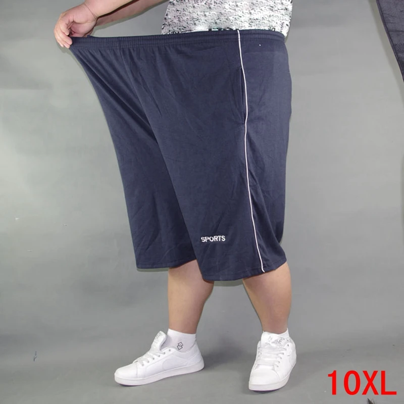 Men\'s plus size shorts plus size 8XL 9XL 10XL waist 142cm summer large elastic sports casual loose large size 60 blue shorts