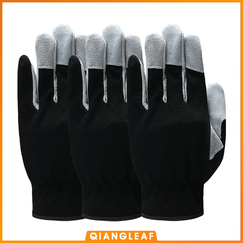 

QIANGLEAF 3pcs Hot Product Leather Working Safety Glove Coat Leather Gardening Glove Mechanic Work Gloves 9530