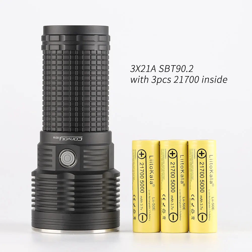 Convoy 3X21A flashlight, SBT90.2, 5400lm, with temperature control and type-c charging interface,with 21700 battery inside