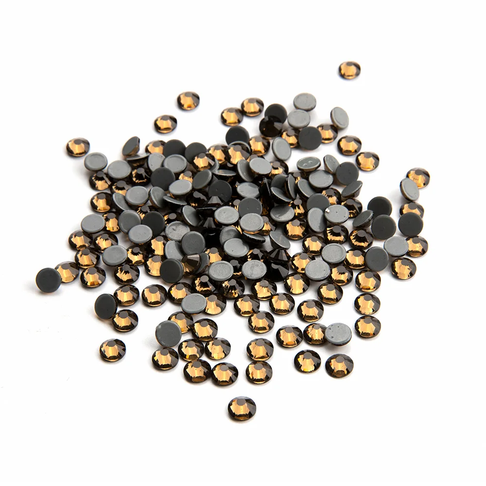 

Smoke Topaz Stones Thermal Adhesive Rhinestones Round Shape Flatback AUS Hot Fix Crystals for Clothes DIY