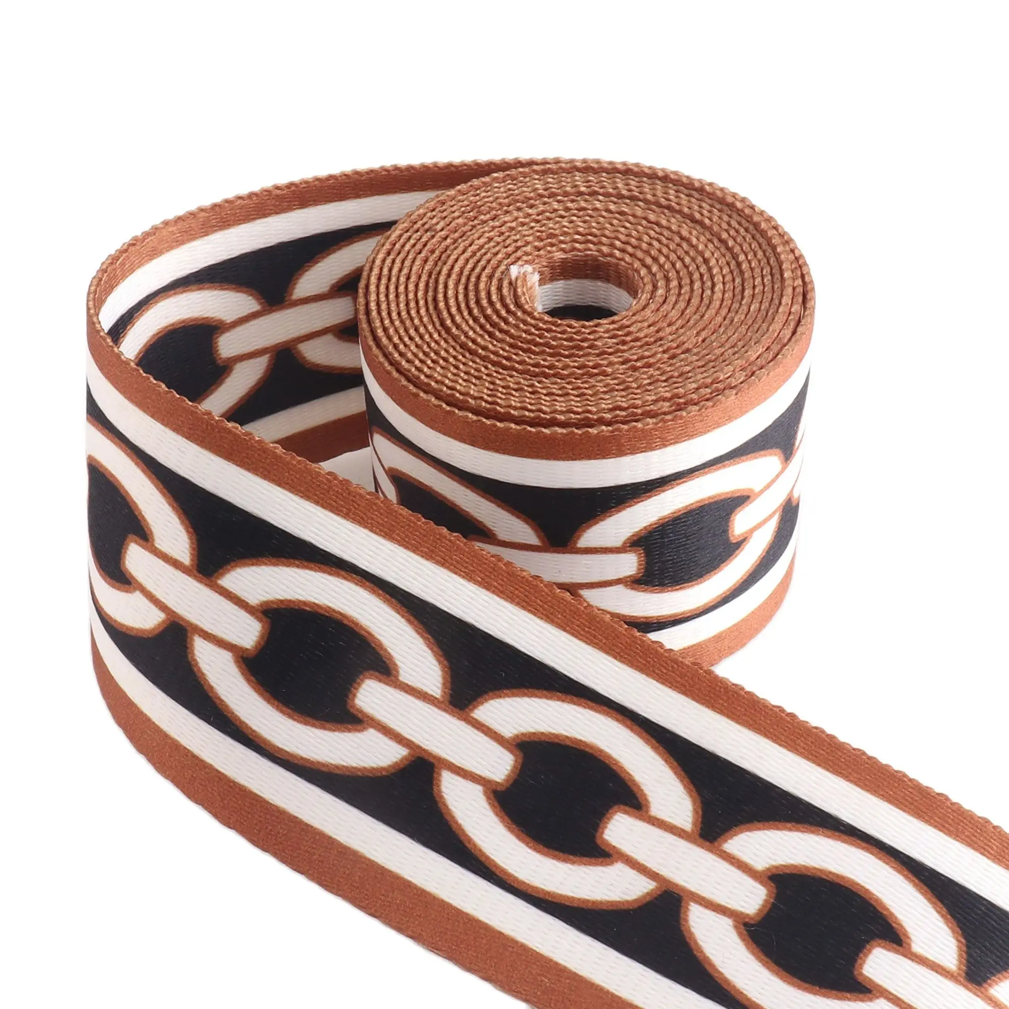 

4 Yards 2 Inch Webbing Chain Pattern Webbing Bag Strap 50mm Cotton Webbing Nylon Webbing Canvas Webbing Brown Woven Belt Stripe