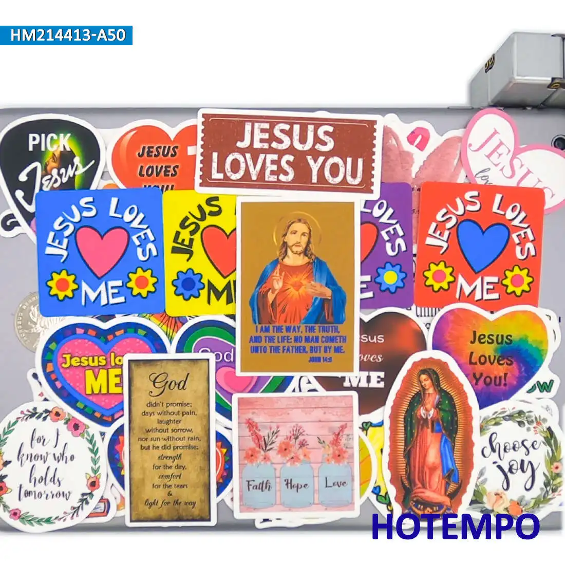 50PCS Retro Pattern God Hope Jesus Loves Me Slogan Funny Sticker for Phone Laptop Notebooks Luggage Skateboard Bike Car Stickers