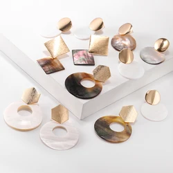 Round Shell clip on Earrings geometric earrings for women Punk Glamour ear clips Jewelry 2019 women's earring