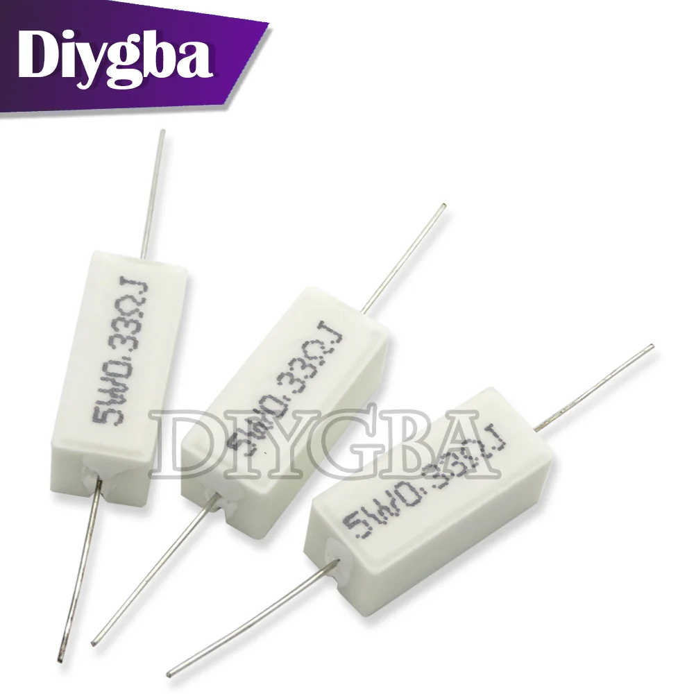 10pcs 5W 5% Cement Resistor Power Resistance 0.1 ~ 10K 0.1R 0.5R 1R 10R 100R 0.22 0.33 0.5 1 2 5 8 10 15 20 25 30 100 1K 10K ohm