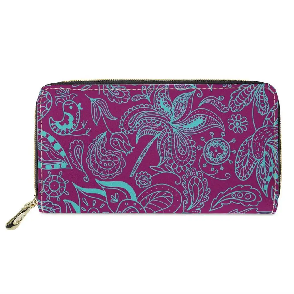 

Travel Ladies Wallets and Purses custom Clutch Card Holder Case Phone Bags Coin Purse White Designers Polynesian tribal style