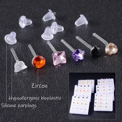 24pcs/Box Hypoallergenic Bioplastic Flexible Shaft Zircon Earring Ear Tragus Helix Cartilage Fashion Body Piercing Jewelry