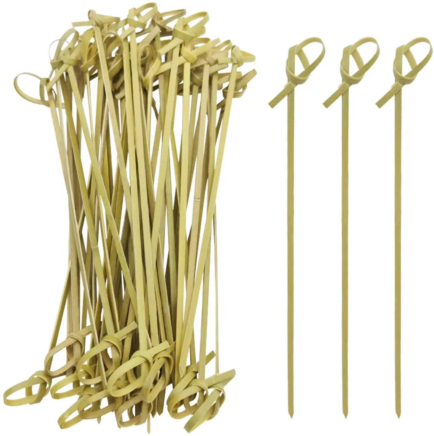 100pcs Bamboo Knot Shape Cocktail Sticks Pick Martini Drink Stick Picks  Bar Accessories