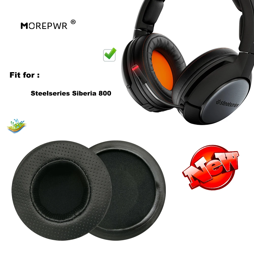 

Morepwr New upgrade Replacement Ear Pads for Steelseries Siberia 800 Headset Parts Leather Cushion Velvet Earmuff Headset Sleeve