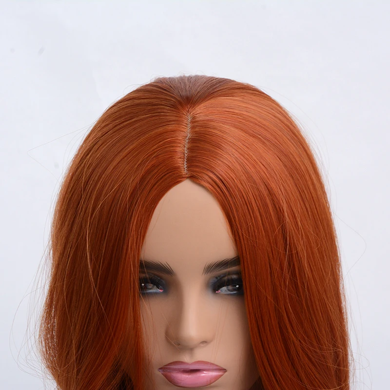 WHIMSICAL W Long Body Wave Hairstyle Orange Wigs For Women Middle Part Heat Resistant Hair Synthetic Wig Fiber Average Size