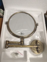 3X Bathroom Vintage Makeup Mirror Brass, 8 Inch Bath Mirror Antique Bronze Wall Mounted Magnifier Bathroom Mirrors Bathroom