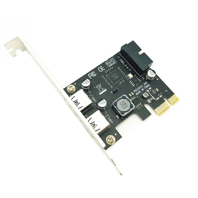 USB 3.0 PCI-E Expansion Card Adapter 2 Port USB3.0 Hub Internal 19pin 19 pin Header USB 3 to PCIE PCI Express Adapter Card