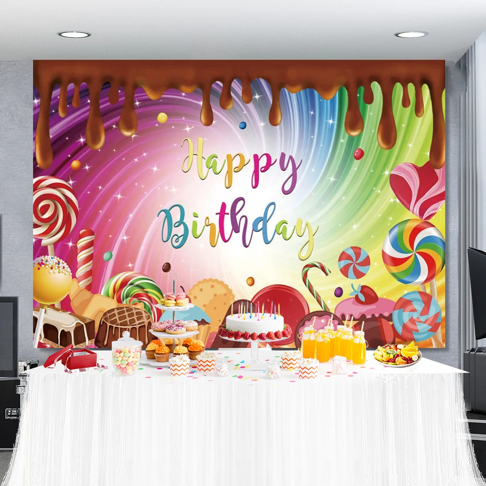 Laeacco Sinh Nhật Ngọt Ngào Phông Nền Chụp Ảnh Bánh Kẹo Sinh Nhật Bé Sơ Sinh Trẻ Em Chụp Ảnh Phông Nền Chụp Ảnh Phòng Thu