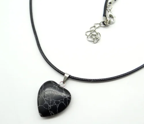 20mm Natural Stone Crystal Quartz Opal lapis Turquoises heart Pendant Leather Chains Necklace Women Fashion Jewelry 1PC
