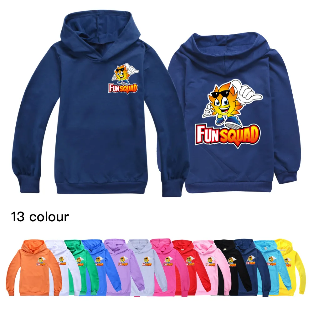 

2021 New Cartoon Game Printing Spring Hoodies Kids FUN SQUAD Casual Pullover Teen Girls Boys Sweatshirt Children Fashion Clothes