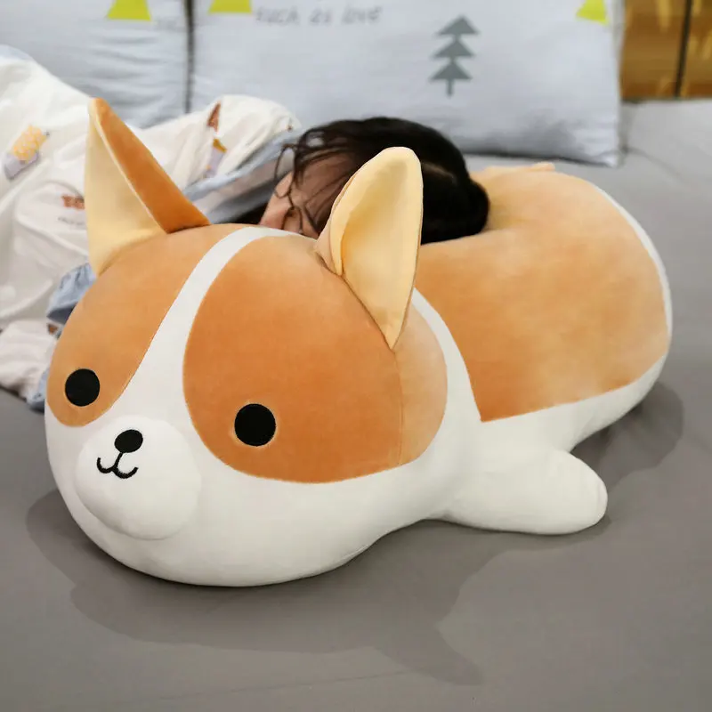 45-90cm Giant Size Cute Corgi Dog Plush Toys Stuffed Animal Puppy Dog Pillow Soft Lovely Doll Kawaii Christmas Gift