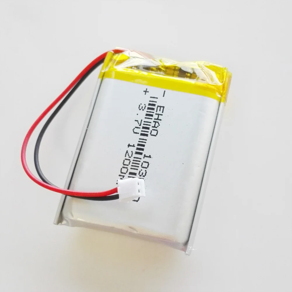 3.7V 1200mAh litowo-polimerowa LiPo akumulator 103040 + wtyk JST 2Pin 1.5mm do MP3 GPS DVD aparat telefoniczny Ledlight