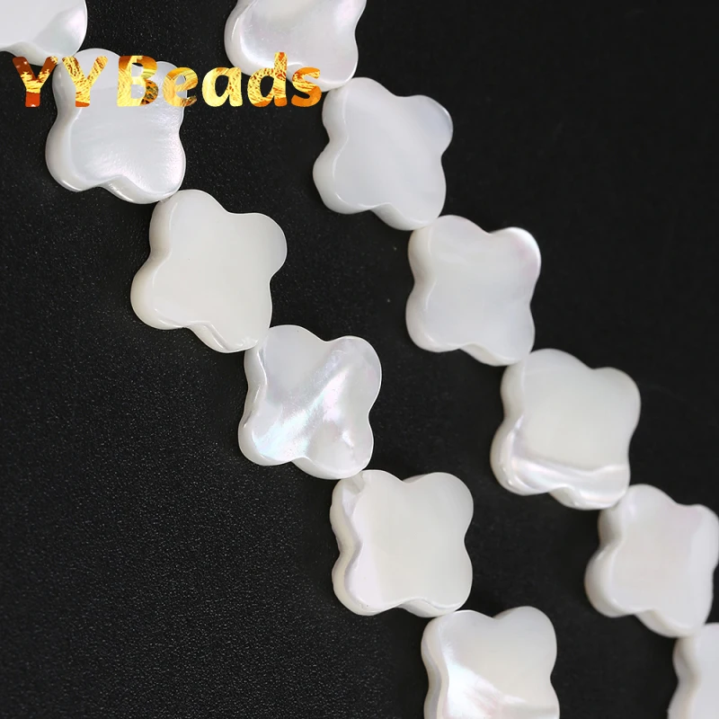 

Natural Shell Beads Mother of Pearl White Lucky Four-leaf Clover Shell Beads Loose Spacer Beads For Jewelry Making DIY Bracelet