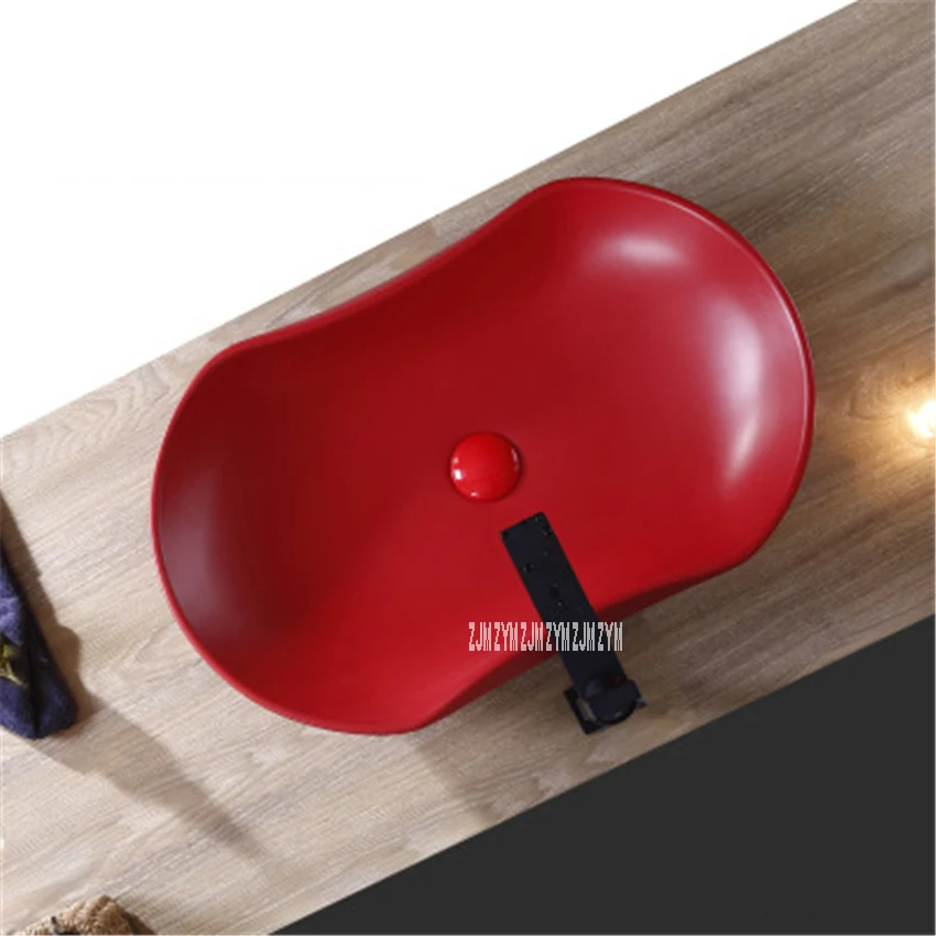 701 Household Modern Simple Red Creative Above Counter Basin Bath Retro Basin Ceramic Sink Integrated Hand Washing Basin Bowl