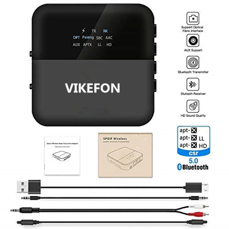 Автоматическое включение, 2019 Улучшенный беспроводной Bluetooth приемник V5.0 aptX HD музыкальный ресивер передатчик аудио 2 в 1 адаптер Aux приемник