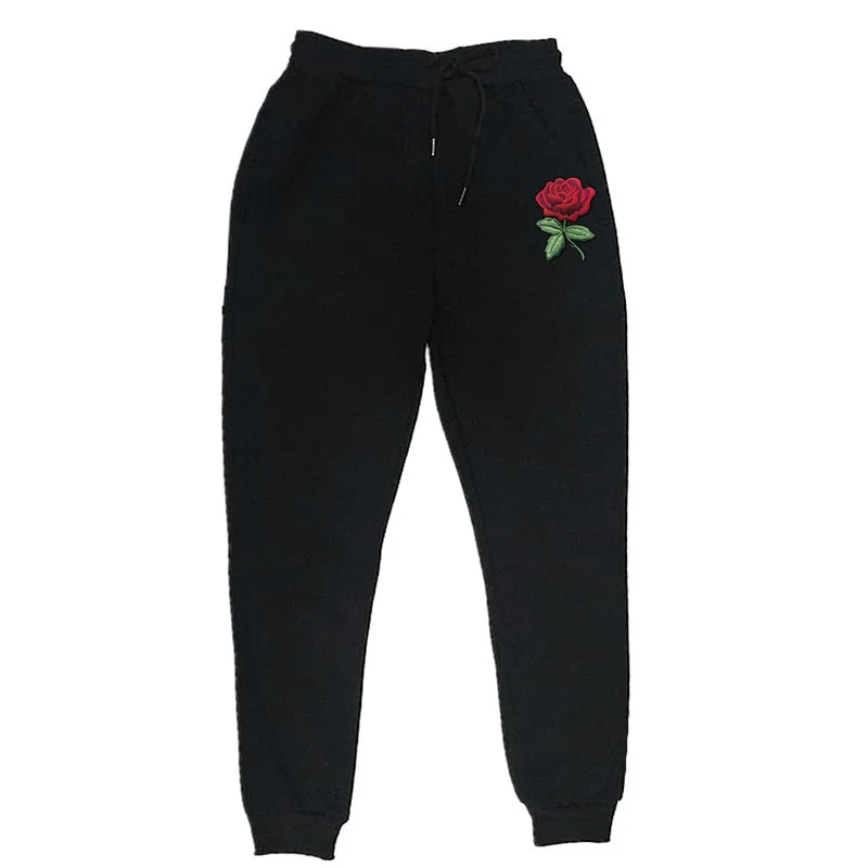 

2020 Autumn Winter New Rose Fiower Pants Men Women Elastic Waist Trousers Mens Fashion Jogger Pants Street Sweatpant Male Female