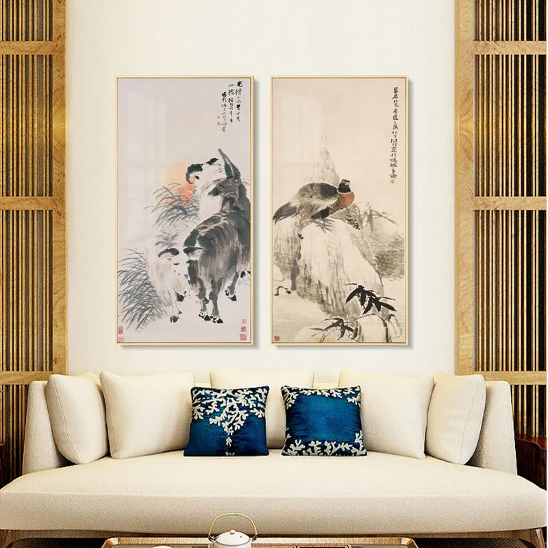 Chinese Style Painting Animal Landscape Canvas Frame Poster HD Picture For Office Home Living Room Wall Art Decoration