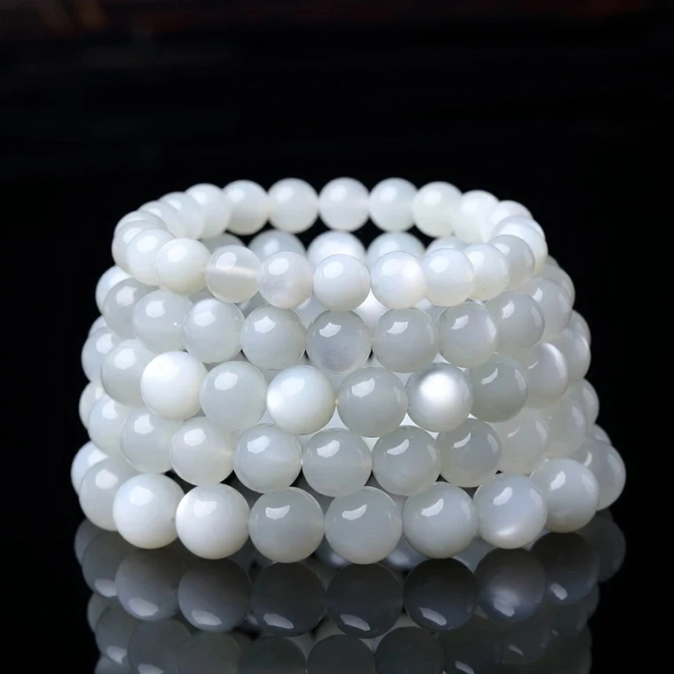 

Натуральный лунный камень, белый свет, прозрачные круглые бусины, браслет 8 мм, 10 мм, 12 мм, для женщин и мужчин, целебный камень AAAAA