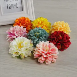 5PCS 7cm Artificial Dahlia Flower Head Blossom Chrysanthemum Fake Flower For Wedding Christmas Decoration DIY Wreath Home Decor