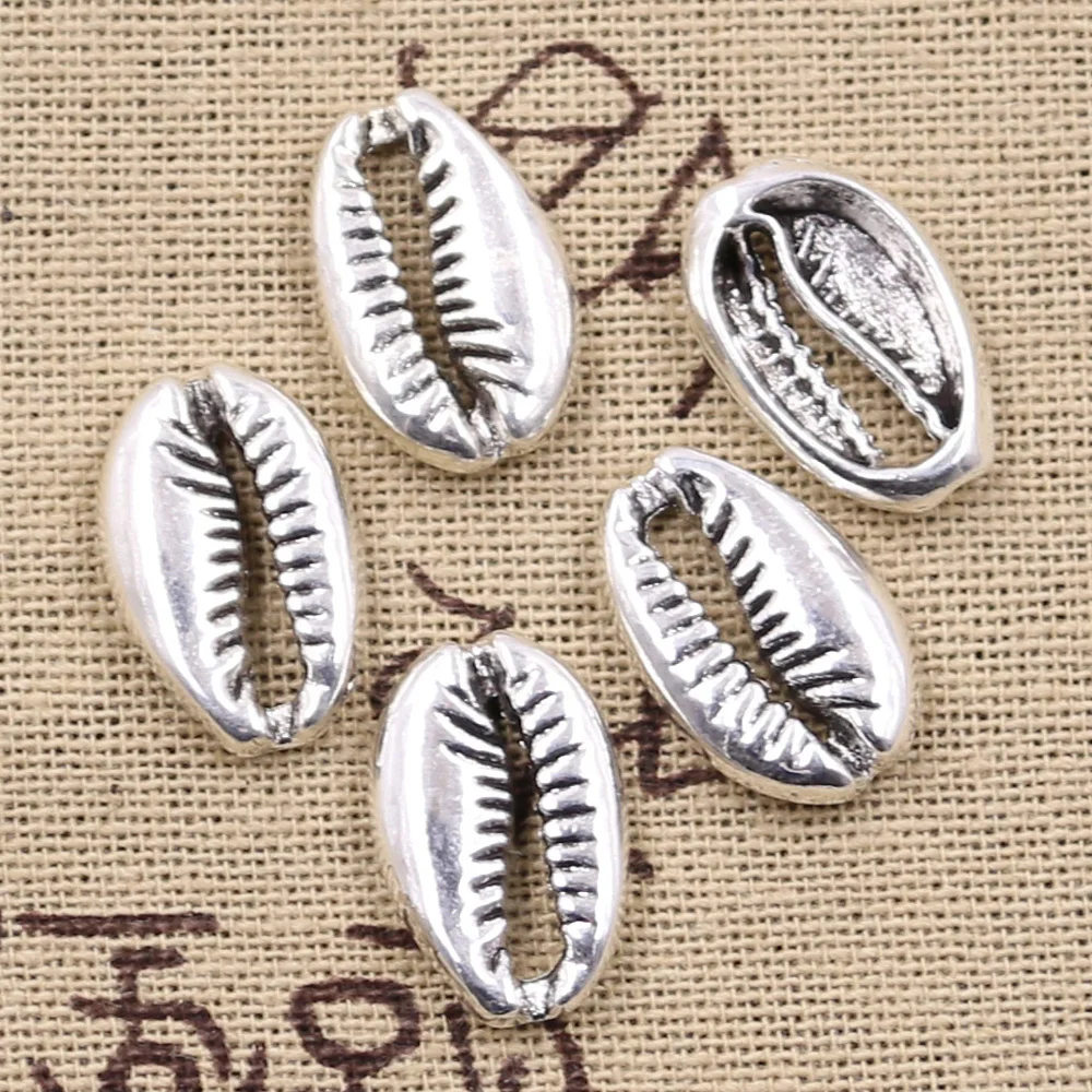 15pcs Charms Bohemian Cowrie Conch Shell 19x12mm Antique Silver Color Pendants DIY Making Findings Handmade Tibetan Jewelry