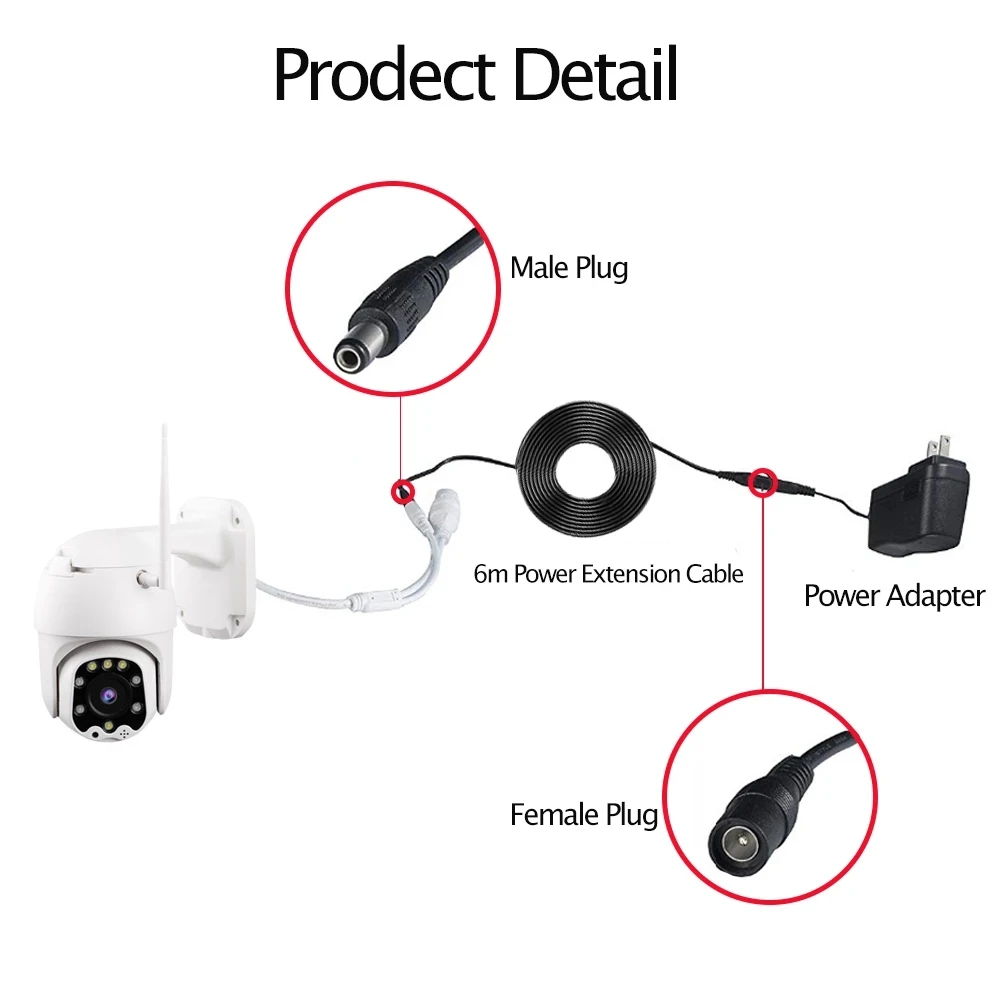 SZKAM 12V DC Extension Cable 5.5*2.1mm Male Female Power Cord Wire 1m 5M 10M 30M DC connector For LED Power Adapter CCTV Camera