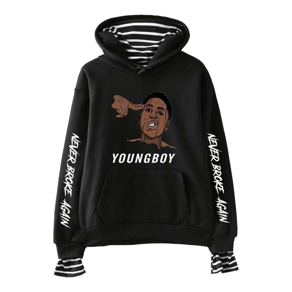 Rap YoungBoy Never Broke Again Hoodie Fake Two Piece  Hoodie Long Sleeve Sweatshirt Harajuku Streetwear  Pullovers