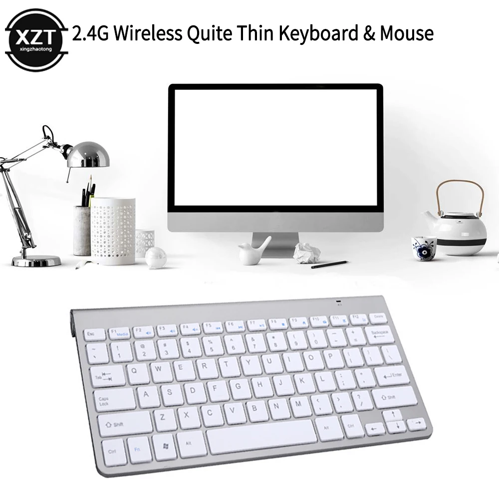 2.4G Wireless Keyboard Mini Multimedia Keyboard with USB Receiver Ergonomic for Notebook Laptop Mac Desktop PC Office Supplies