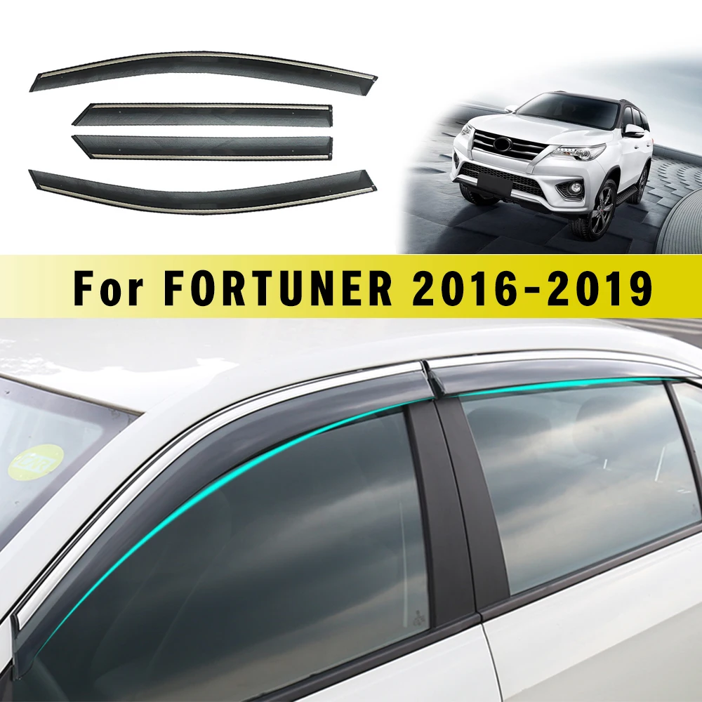 

Car Sunny Visor For TOYOTA Fortuner 2016 2017 2018 Smoke Car Window Visor Car Sun Rain Guard Wind Deflectors Accessories 4Pcs