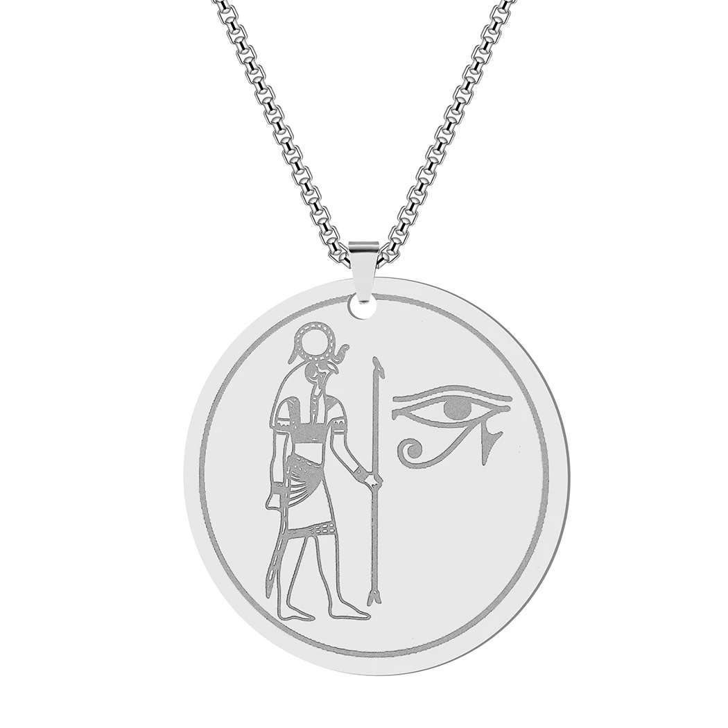 God Eyes Of Horus Ra Necklace Men Women Patron Saint The Wadjet Pendant Stainless Steel Ancient Egypt Jewelry