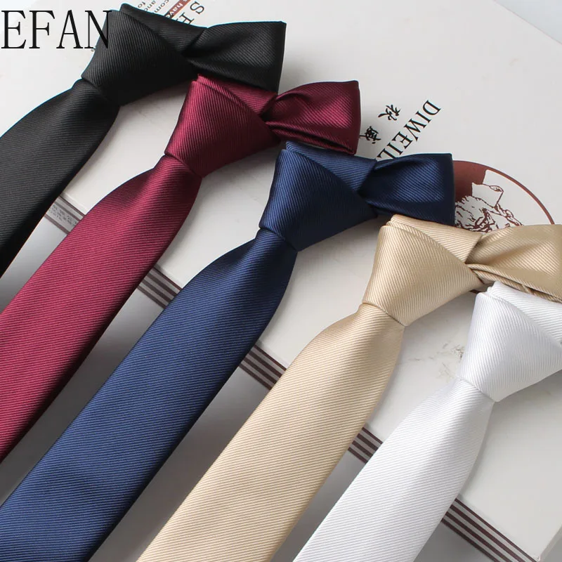 6cm New Korean Version Necktie Silk Tie Handmade Multiple Colour Men\'s Solid Simple Tie Wedding Groom Party Suit Accessories