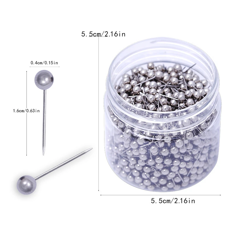 MIUSIE 1000PCS 4mm Map Tacks Push Pins with Gold Round Head Steel Point for Bulletin Board Fabric Marking Push Pins with Box