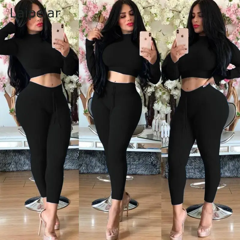 2020 Women\'s Fashion Thin Top Knit Sweater Two-Piece Micro Turtleneck Bare Navel Hanging Sexy Casual Top Set