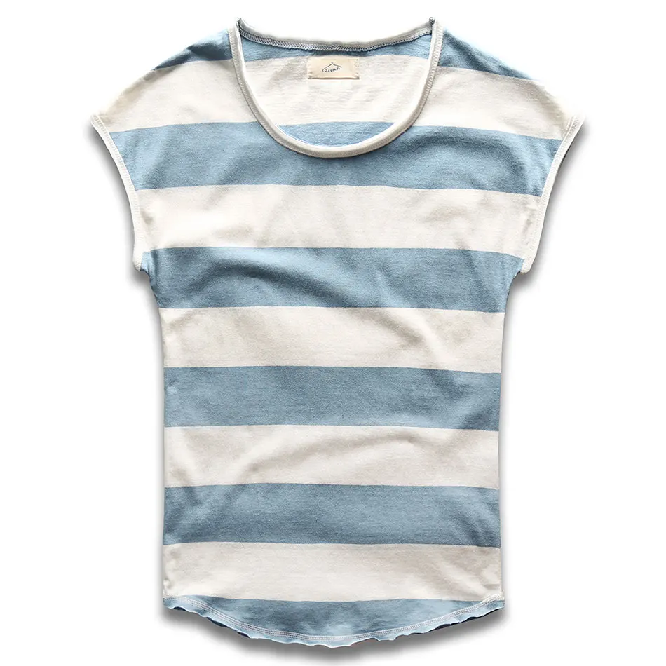 Striped T-Shirt Men Stripes Top Tees Male Fashion Short Sleeve Blue Red White Black Costume Cosplay Party