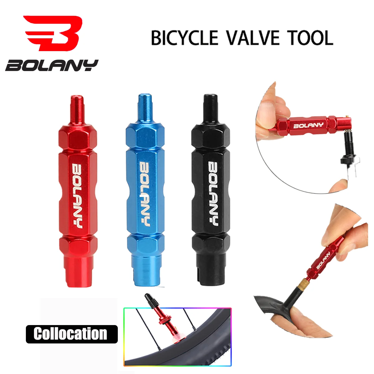 BOLANY Bicycle Tire Nozzle Wrench Multifunctional Valve Core Tool Double-head Portable Removal Disassembly Spanner Bike Repair