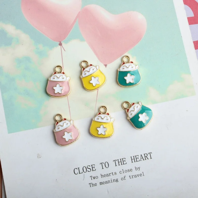 20pcs/Lot Lucky Bag Cat Shape Enamel Charms Zinc Alloy Metal Diy Jewelry Bracelet Earring Hair Accessories