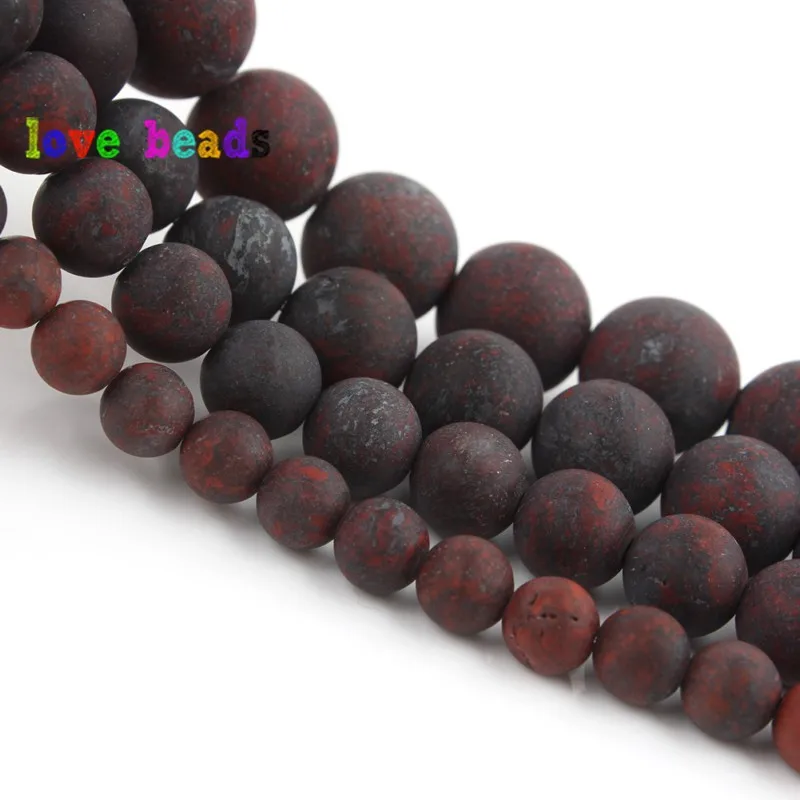 4/6/8/10/12mm Dark Red Flower Jaspers Natural Stone Round Beads for Jewelry Making DIY Bracelet Accessories 15\