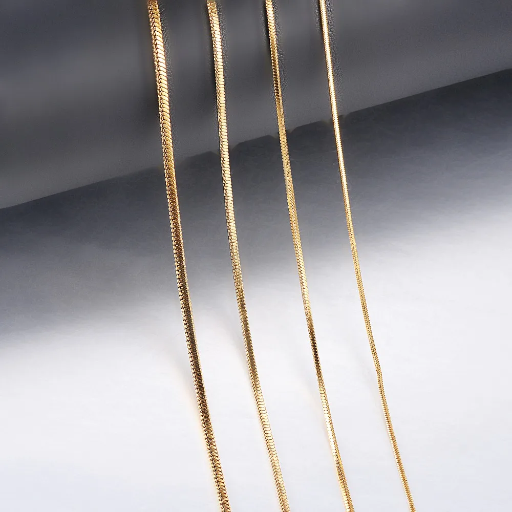 1 Stück, Breite 0,9 mm/1,2 mm/1,5 mm, goldfarbene quadratische Schlangenkette, Halskette für Männer und Frauen, Schmuck aus 316 Edelstahl. – Detail 2