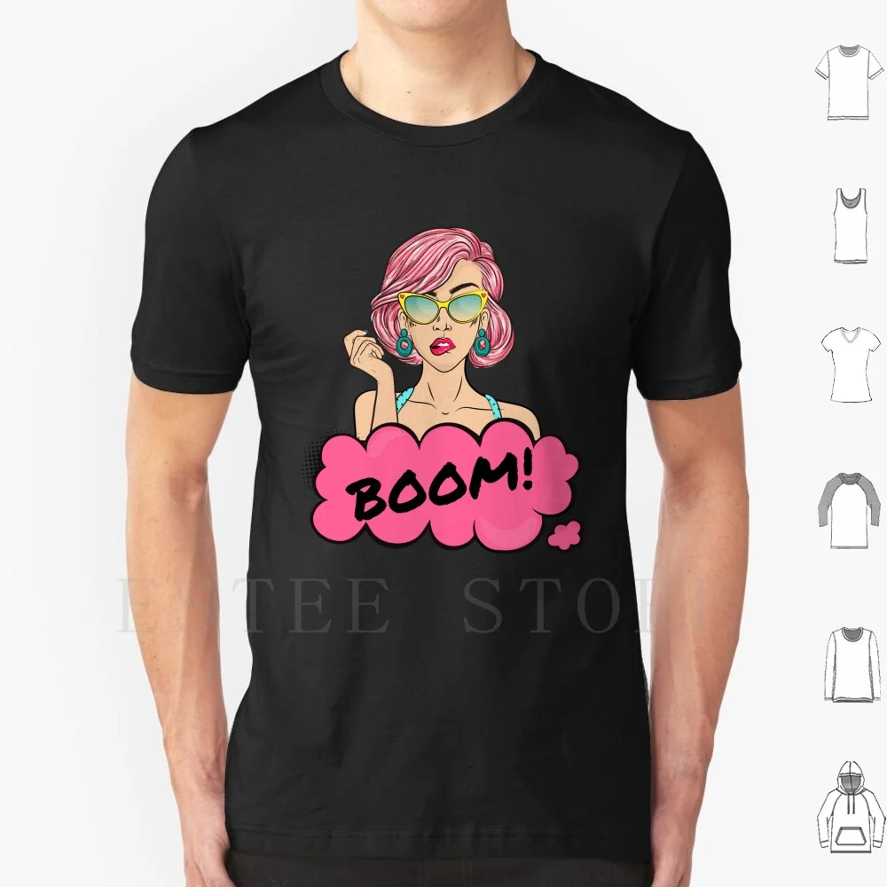 Pop-Art-Design-Maker-Boom T Shirt DIY Big Size 100% Cotton Pop Art Design Maker Boom Woman Face Woman Illustration Woman Power