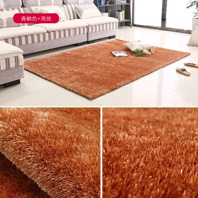 

Soft Shaggy Carpet For Living Room High Quality Shiny Silk Rug Nordic Style Long Hair Thickened Washed Non Slip Mat Bedside mat