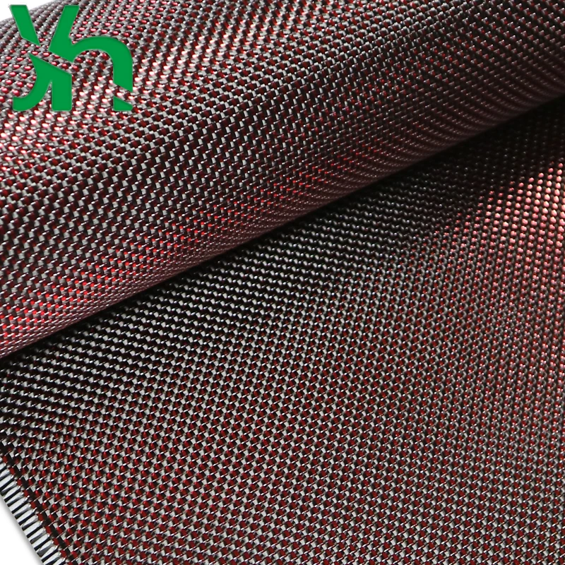 Red Metalic Carbon Fiber Cloth, 100% 3K Carbon Fiber + Red Metal Cloth, DIY Auto Parts, Surface Decoration