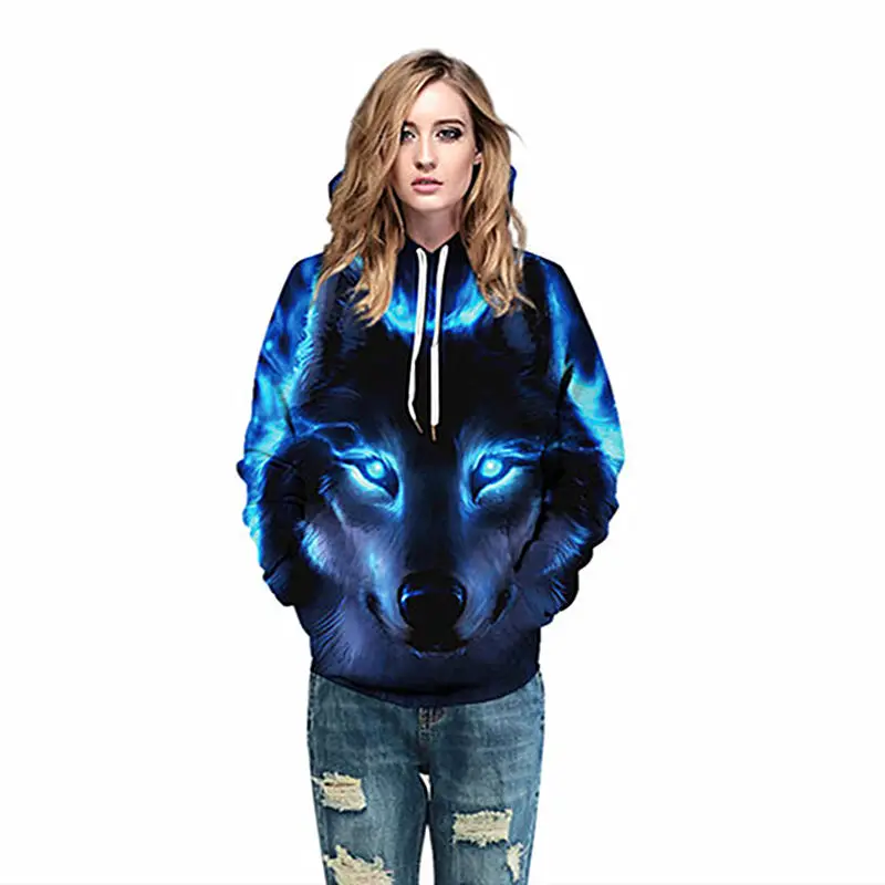 

Spring Autumn Polyester Women's Hoodies Hooded Long Sleeve Pullover Pockets Loose 3D Print Fashion Couples Casual Hoodies