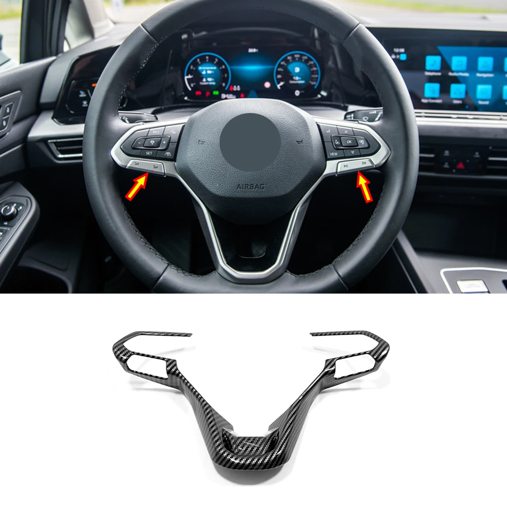 

ABS Carbon Styling Car Steering wheel Button frame Cover Trim for Volkswagen VW Tiguan MK3 Passat B8 2018-2022 Accessories 1PCS