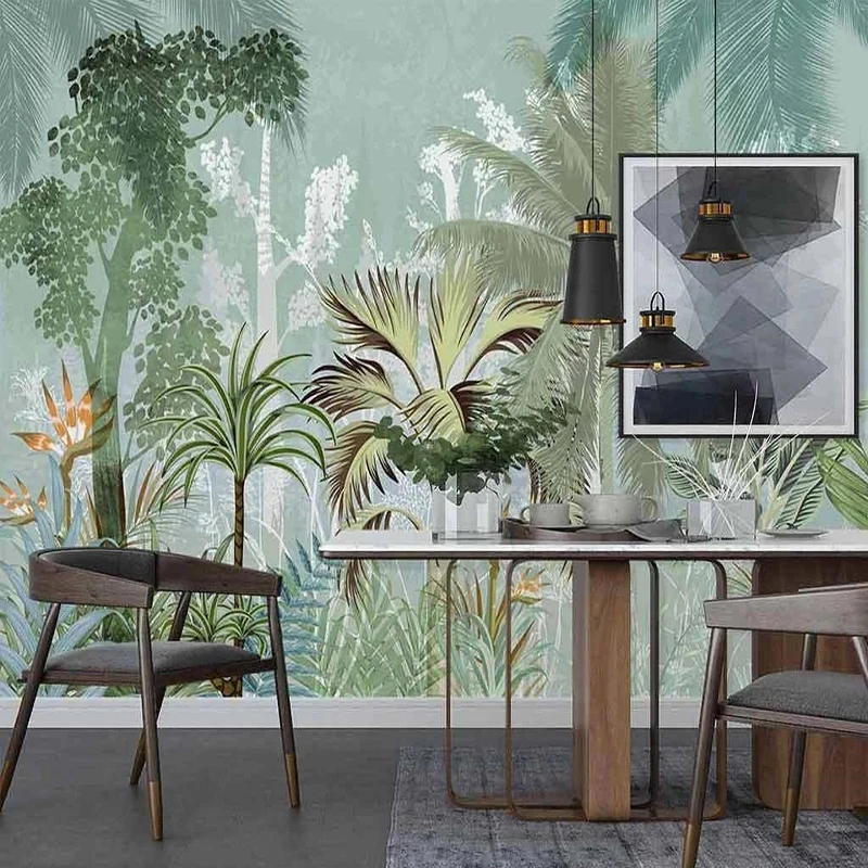 Custom 3D Wallpaper Nordic Hand Painted Southeast Asia Tropical Plants Rainforest Mural Living Room Sofa TV Bedroom Home Decor