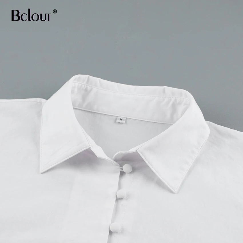 Bclout White Button Up Blouse Shirt Office Loose Long Sleeve Tunic Tops Turn Down Collar Casual Women Top Spring Cotton Mujer